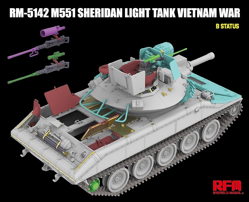 M551 SHERIDAN 1/35スケールモデルキット Amerykański model czołgu M551 Sheridan w skali 1-35